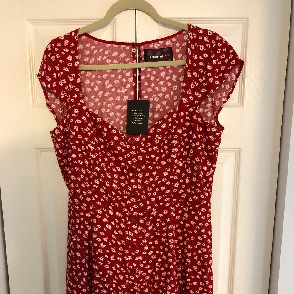 red reformation dress